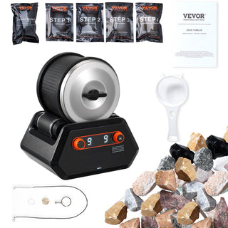 Rock Tumbler Kit, 4 lbs Rock Polishing Kit, 9 Speed Settings 9-Day Polishing Timer Stone Polishing Kit, Rock Polisher with Rough Gemstones and Polishing Grits, Rock Polisher for Kids Adults