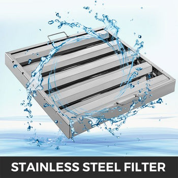 Pack of 6 Hood Filters 19.5W x 24.5H Inch, 430 Stainless Steel 4 Grooves Commercial Hood Filters, Range Hood Filter for Grease Rated Commercial Kitchen Exhaust Hoods