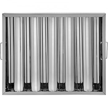 Pack of 6 Hood Filters 19.5W x 15.5H Inch, 430 Stainless Steel 5 Grooves Commercial Hood Filters, Range Hood Filter for Grease Rated Commercial Kitchen Exhaust Hoods