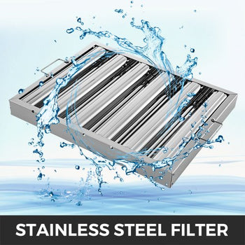 Pack of 6 Hood Filters 19.5W x 15.5H Inch, 430 Stainless Steel 5 Grooves Commercial Hood Filters, Range Hood Filter for Grease Rated Commercial Kitchen Exhaust Hoods