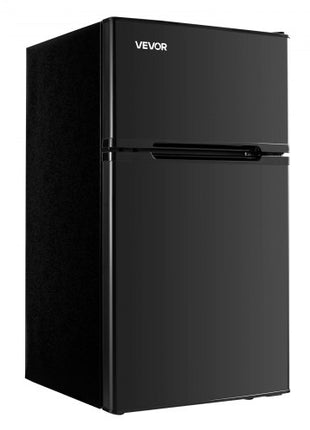 Mini Fridge with Freezer, 3.2 Cu.Ft, Two Door Compact Refrigerator, Adjustable Temperature, Shelf, Energy Efficient Small Fridge, Reversible Door, Low Noise, for Bedroom, Dorm, Office, Black