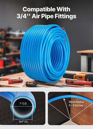 Air Compressor Line Kit, 300FT x 3/4", HDPE-Aluminum Compressed Air Piping System, Leak-Proof, Pressure-Resistant & Easy-to-Install, Compressed Air Line Tubing Kit for Garages Workshops, Blue