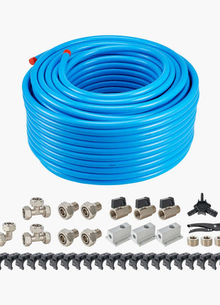 Air Compressor Line Kit, 300FT x 3/4", HDPE-Aluminum Compressed Air Piping System, Leak-Proof, Pressure-Resistant & Easy-to-Install, Compressed Air Line Tubing Kit for Garages Workshops, Blue
