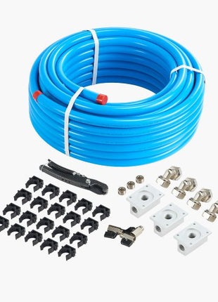 Air Compressor Line Kit, 100FT x 3/4", HDPE-Aluminum Compressed Air Piping System, Leak-Proof, Pressure-Resistant & Easy-to-Install, Compressed Air Line Tubing Kit for Garages Workshops, Blue