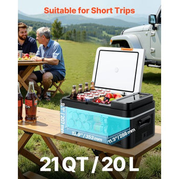 Car Refrigerator, DC 12/24V AC100-240V Compressor Electric Cooler, -4°F to 68°F Car Fridge with APP Control, 21 QT Cars Freezer for RVs, Campsites, Boats, Camping, Fishing, 60W Portable Freezer
