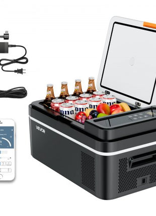 Car Refrigerator, DC 12/24V AC100-240V Compressor Electric Cooler, -4°F to 68°F Car Fridge with APP Control, 21 QT Cars Freezer for RVs, Campsites, Boats, Camping, Fishing, 60W Portable Freezer