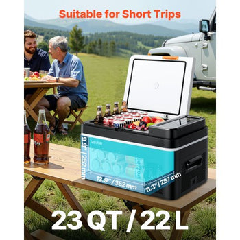 Car Refrigerator, DC 12/24V AC100-240V Compressor Electric Cooler, -4°F to 68°F Car Fridge with APP Control, 23 QT Cars Freezer for RVs, Campsites, Boats, Camping, Fishing, 45W Portable Freezer