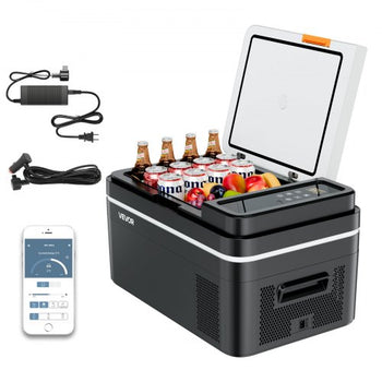 Car Refrigerator, DC 12/24V AC100-240V Compressor Electric Cooler, -4°F to 68°F Car Fridge with APP Control, 23 QT Cars Freezer for RVs, Campsites, Boats, Camping, Fishing, 45W Portable Freezer