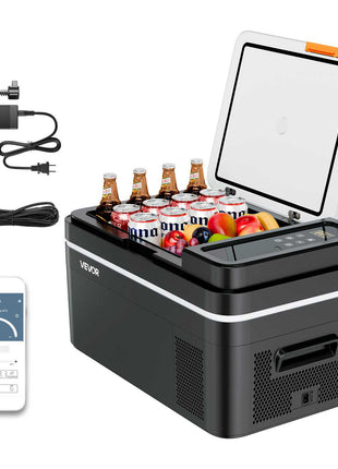Car Refrigerator, DC 12/24V AC100-240V Compressor Electric Cooler, -4°F to 68°F Car Fridge with APP Control, 23 QT Cars Freezer for RVs, Campsites, Boats, Camping, Fishing, 45W Portable Freezer