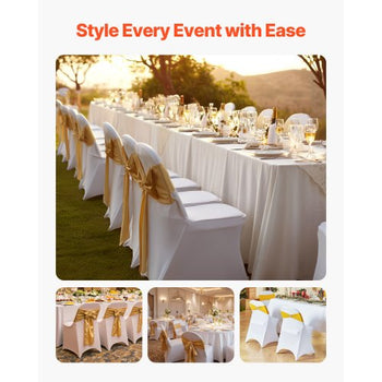 150 Pcs White Chair Covers, Polyester Spandex Chair Cover, Stretch Slipcovers for Wedding Party Dining Banquet Flat-Front Chair Covers, Fits Chair Measures up to 17.72 x 18.11 x 30.31 inch