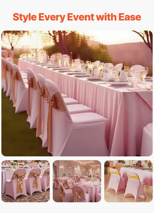 50 Pcs Pink Chair Covers, Polyester Spandex Chair Cover, Stretch Slipcovers for Wedding Party Dining Banquet Flat-Front Chair Covers, Fits Chair Measures up to 17.72 x 18.11 x 30.31 inch