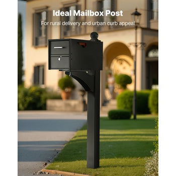 Mailbox Post, 56 x 4 x 4 Inches, Aluminum In-Ground Mounting Mail Box Stand with Universal Plate Bracket, Heavy Duty Metal Post Sleeve Kit for Outside Curbside Residential, Powder Coated Black