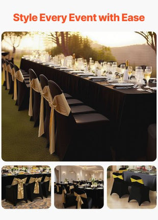 150 Pcs Black Chair Covers, Polyester Spandex Chair Cover, Stretch Slipcovers for Wedding Party Dining Banquet Flat-Front Chair Covers, Fits Chair Measures up to 17.72 x 18.11 x 30.31 inch