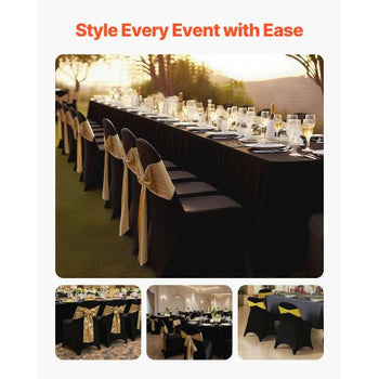 150 Pcs Black Chair Covers, Polyester Spandex Chair Cover, Stretch Slipcovers for Wedding Party Dining Banquet Flat-Front Chair Covers, Fits Chair Measures up to 17.72 x 18.11 x 30.31 inch