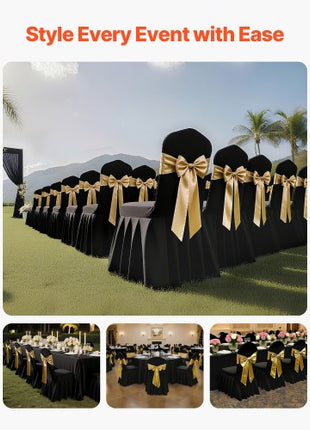 30 Pcs Black Chair Covers, Polyester Spandex Chair Cover, Stretch Slipcovers for Wedding Party Dining Banquet Flat-Front Chair Covers, Fits Chair Measures up to 20.08 x 17.72 x 37.4 inch