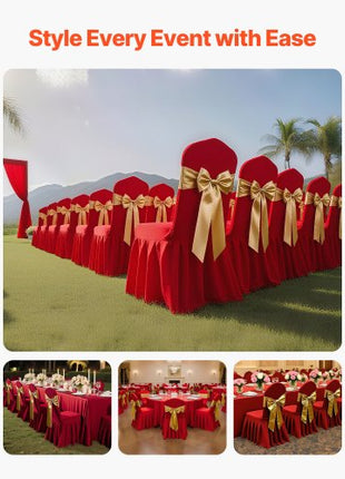 30 Pcs Red Chair Covers, Polyester Spandex Chair Cover, Stretch Slipcovers for Wedding Party Dining Banquet Flat-Front Chair Covers, Fits Chair Measures up to 20.08 x 17.72 x 37.4 inch