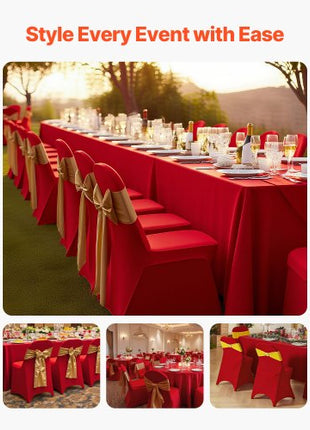 50 Pcs Red Chair Covers, Polyester Spandex Chair Cover, Stretch Slipcovers for Wedding Party Dining Banquet Flat-Front Chair Covers, Fits Chair Measures up to 17.72 x 18.11 x 30.31 inch