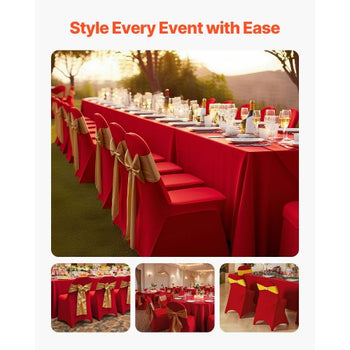 50 Pcs Red Chair Covers, Polyester Spandex Chair Cover, Stretch Slipcovers for Wedding Party Dining Banquet Flat-Front Chair Covers, Fits Chair Measures up to 17.72 x 18.11 x 30.31 inch