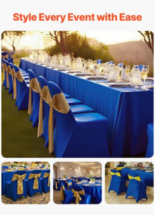 50 Pcs Blue Chair Covers, Polyester Spandex Chair Cover, Stretch Slipcovers for Wedding Party Dining Banquet Flat-Front Chair Covers, Fits Chair Measures up to 17.72 x 18.11 x 30.31 inch