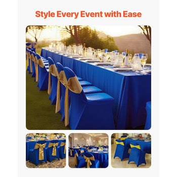 50 Pcs Blue Chair Covers, Polyester Spandex Chair Cover, Stretch Slipcovers for Wedding Party Dining Banquet Flat-Front Chair Covers, Fits Chair Measures up to 17.72 x 18.11 x 30.31 inch