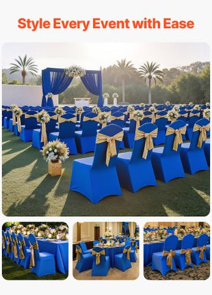 50 Pcs Royal Blue Chair Covers, Polyester Spandex Chair Cover, Stretch Slipcovers for Wedding Party Dining Banquet Flat-Front Chair Covers, Fits Chair Measures up to 20.08 x 17.72 x 37.4 inch