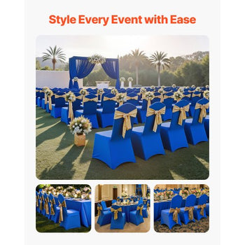 50 Pcs Royal Blue Chair Covers, Polyester Spandex Chair Cover, Stretch Slipcovers for Wedding Party Dining Banquet Flat-Front Chair Covers, Fits Chair Measures up to 20.08 x 17.72 x 37.4 inch