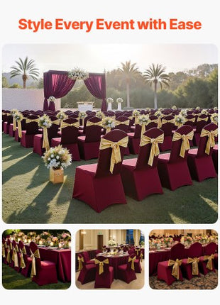 50 Pcs Burgundy Chair Covers, Polyester Spandex Chair Cover, Stretch Slipcovers for Wedding Party Dining Banquet Flat-Front Chair Covers, Fits Chair Measures up to 20.08 x 17.72 x 37.4 inch