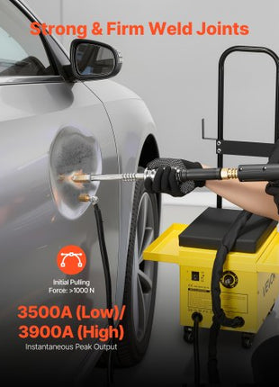 4.5KW Professional Stud Welder Dent Repair Kit with 2 Welding Guns & 6 Modes, All in One Dent Repair Workstation with Extended Handle, Padded Seat and Accessory Tray