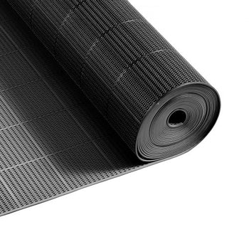 Drainage Mat, 3 x 50 ft, PVC Non Slip Commercial Floor Mat, Wet Area Water Drain Splash Matting Hollow Doormat Roll, for Outdoor Indoor Restaurant Swimming Pool Patio Bathroom Washroom, Black