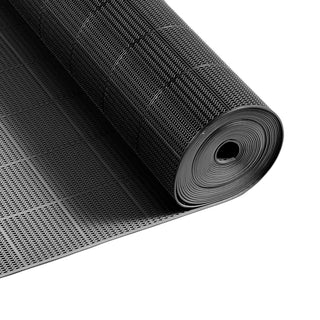Drainage Mat, 3 x 50 ft, PVC Non Slip Commercial Floor Mat, Wet Area Water Drain Splash Matting Hollow Doormat Roll, for Outdoor Indoor Restaurant Swimming Pool Patio Bathroom Washroom, Black
