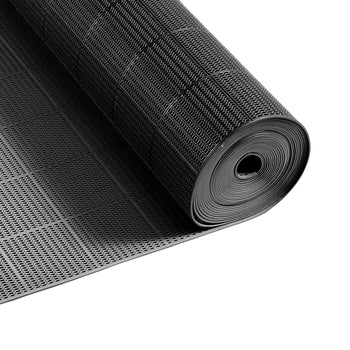Drainage Mat, 3 x 50 ft, PVC Non Slip Commercial Floor Mat, Wet Area Water Drain Splash Matting Hollow Doormat Roll, for Outdoor Indoor Restaurant Swimming Pool Patio Bathroom Washroom, Black