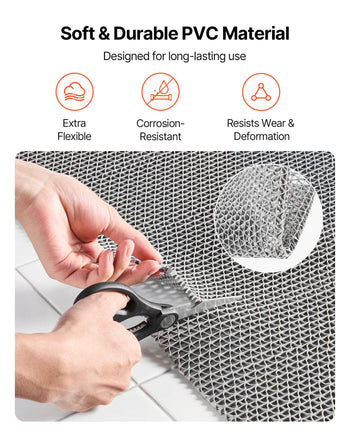 Drainage Mat, 3 x 16.4 ft, PVC Non Slip Commercial Floor Mat, Wet Area Water Drain Splash Matting Hollow Doormat Roll, for Outdoor Indoor Restaurant Swimming Pool Patio Bathroom Washroom, Gray