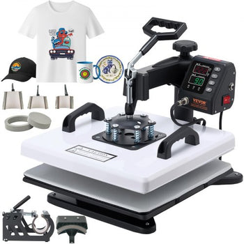 Heat Press Machine, 15 x 15 in, 8-in-1 Multifunction, 360° Swing Away, Heat Up Fast and Even, Digital Precise Control, Sublimation Press Machine for T-Shirts, Mugs, Tumblers, Caps, Plates