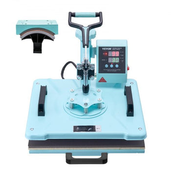 Heat Press Machine, 12 x 15 inch, 2 in 1 Heat Transfer Machine with Hat Press, 360° Swing Away T-Shirt Pressing Machine, Digital Precise Control, Fast Even Heating for T-Shirts/Hats/Caps, Green