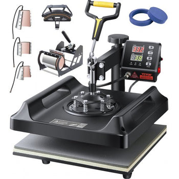 Heat Press Machine 8 in 1 Combo, Heat Press 15x15 in, Swing Away T Shirt Printing Machine Digital Control, Multifunction Transfer Machine Sublimation, for T-Shirt Hat Cap Mug Plate, Black