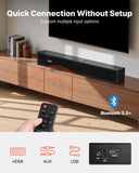 Sound Bar for Smart TV, 2.0 Channel, 24-Inch Compact Soundbar TV Speakers for Projector, Bluetooth AUX Connection, Remote Control, Easy Setup, 80W Surround Sound System for PC Home Theater Audio