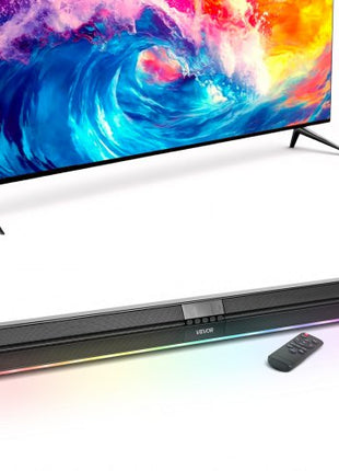 Sound Bar for Smart TV, 2.0 Channel, 32-Inch Compact Soundbar TV Speakers for Projector, Bluetooth AUX Connection, Remote Control, Easy Setup, 80W Surround Sound System for PC Home Theater Audio