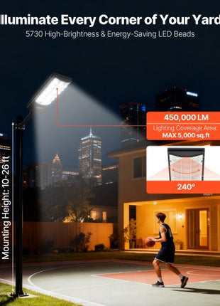 8000W Solar Street Lights Outdoor, 450000LM, Commercial Parking Lot Lights Dusk to Dawn, LED Flood Security Lamp with Motion Sensor, IP67 Waterproof Outdoor Lighting, for Driveway Yard, 2 Pack