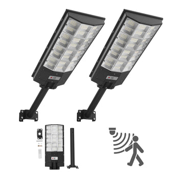 8000W Solar Street Lights Outdoor, 450000LM, Commercial Parking Lot Lights Dusk to Dawn, LED Flood Security Lamp with Motion Sensor, IP67 Waterproof Outdoor Lighting, for Driveway Yard, 2 Pack