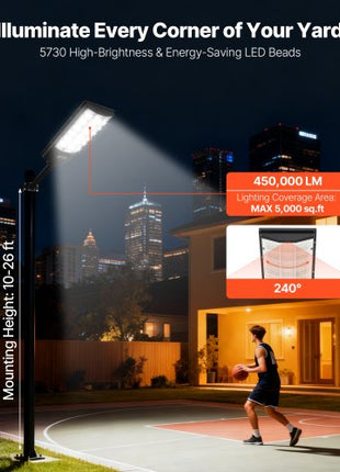 8000W Solar Street Lights Outdoor, 450000LM, Commercial Parking Lot Lights Dusk to Dawn, LED Flood Security Lamp with Motion Sensor, IP65 Waterproof Outdoor Lighting, for Driveway Yard, 3 Pack