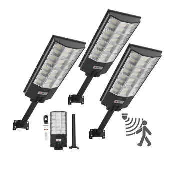 8000W Solar Street Lights Outdoor, 450000LM, Commercial Parking Lot Lights Dusk to Dawn, LED Flood Security Lamp with Motion Sensor, IP65 Waterproof Outdoor Lighting, for Driveway Yard, 3 Pack