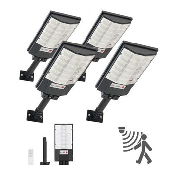 4 Pack 500W Solar Street Lights Outdoor, 50000LM, Commercial Parking Lot Lights Dusk to Dawn, LED Flood Security Lamp with Motion Sensor, IP65 Waterproof Outdoor Lighting, for Driveway Yard