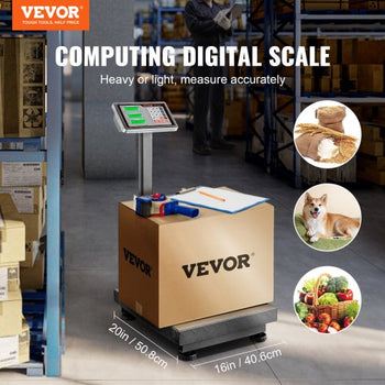 Computing Digital Platform Scale, 660 lbs Load, 0.1 lbs Accuracy Computing Floor Scale with LB/KG, Tare, Price Calculator, Stainless Steel High-Definition Display for Boxes, Luggages, FCC Listed