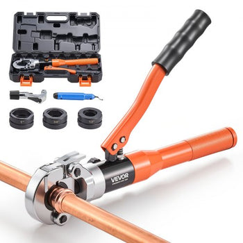 Copper Pipe Crimping Tool, Hydraulic Driven Press Tool with 1/2", 3/4", 1" VUS Jaws, Copper Tube Fittings Crimper for Narrow Spaces, Straight & Bend Fittings - Compatible with ProPress