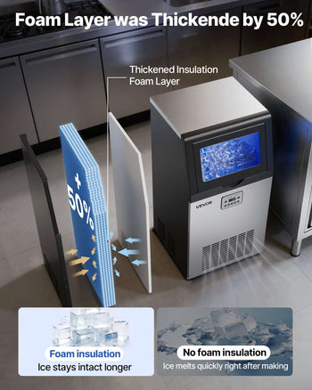 Commercial Ice Maker Machine, 120 lbs/24h with 30 lbs Storage Capacity, Built-in/Freestanding/Under Counter, Stainless Steel Ice Maker with LED Display & Self-Cleaning, for Home Bar Restaurant