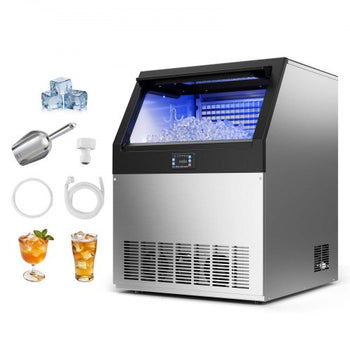 Commercial Ice Maker Machine, 360 lbs/24h with 85 lbs Storage Capacity, Built-in/Freestanding/Under Counter, Stainless Steel Ice Maker with LED Display & Self-Cleaning, for Home Bar Restaurant
