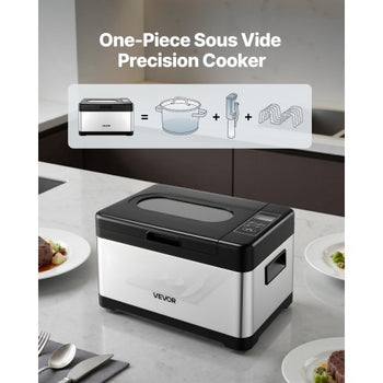 Sous Vide Cooker, 800W Sous-Vide Machine, Suveed Cooking Machine with LED Digital Display, Glass Lid, Precise Temperature & Timer Control, for Family & Friends, All-in-One Sous Vide Pot