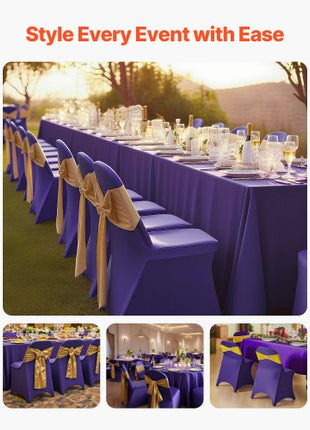50 Pcs Purple Chair Covers, Polyester Spandex Chair Cover, Stretch Slipcovers for Wedding Party Dining Banquet Flat-Front Chair Covers, Fits Chair Measures up to 17.72 x 18.11 x 30.31 inch