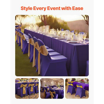 50 Pcs Purple Chair Covers, Polyester Spandex Chair Cover, Stretch Slipcovers for Wedding Party Dining Banquet Flat-Front Chair Covers, Fits Chair Measures up to 17.72 x 18.11 x 30.31 inch