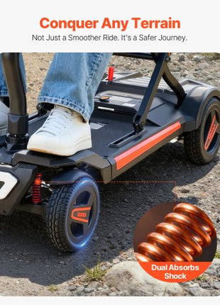 4-Wheel Electric Mobility Scooter for Adults & Seniors, Integrated Automatic Folding Mobility Scooter with Remote Control, NFC Keys & Long Range, 265LBS Loading Travel Wheelchair